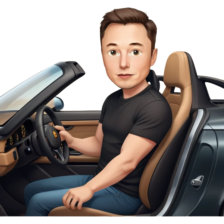 Elon Musk driving a Porsche  emoji