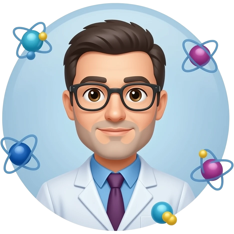 a physicist scientist e=mc2, atoms emoji