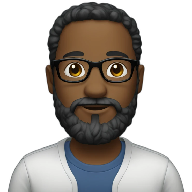 Black l'an with beard and glasses emoji