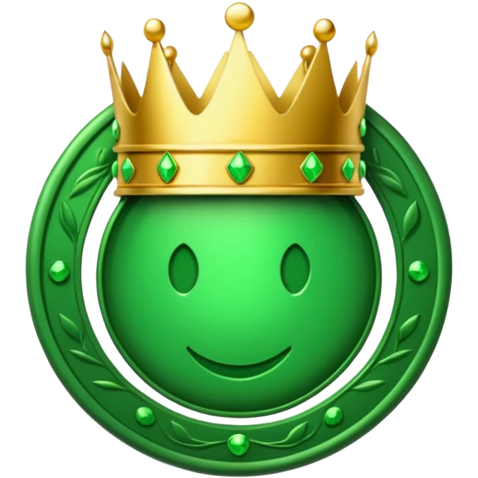 green coin with green king crown inside emoji