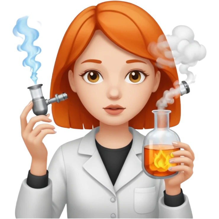 Girl holding apparatus to smoke out of  emoji