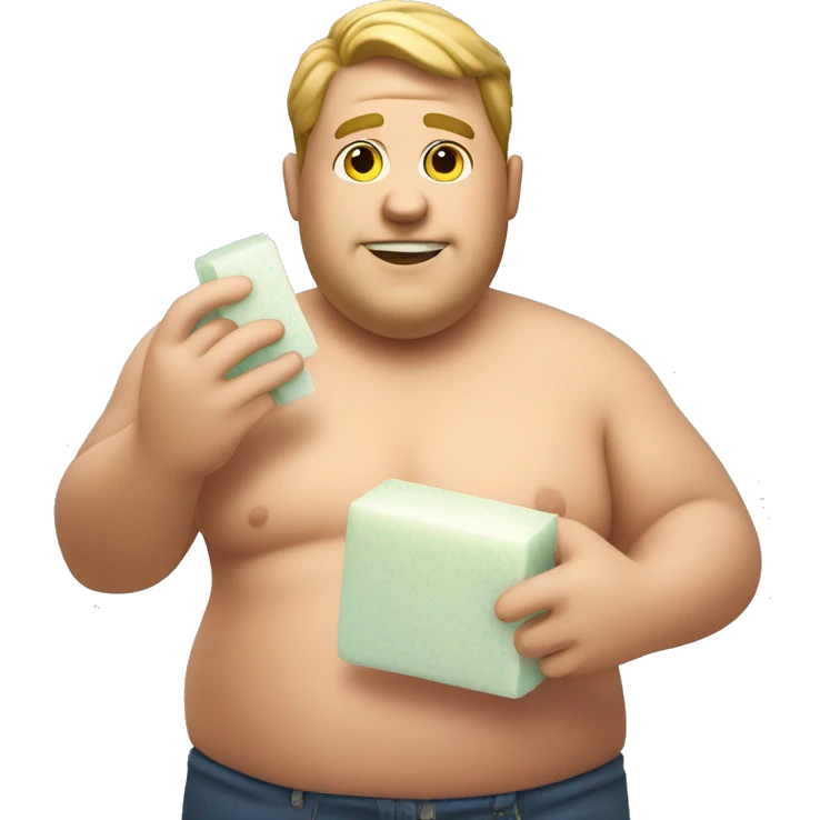 fat guy holding a bar of soap emoji