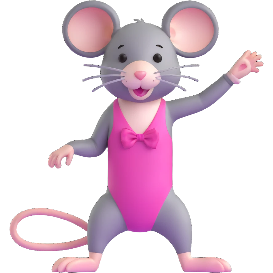 rat with a pink bow wearing a gymnastics leotard emoji