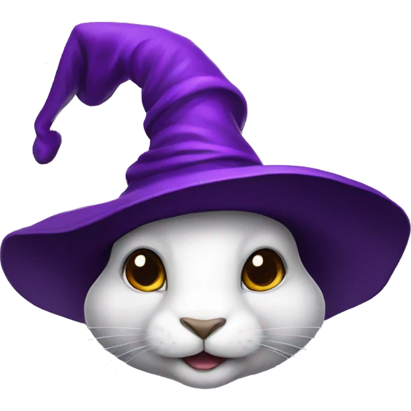portrait of a rabbit wizard, with an purple hat emoji