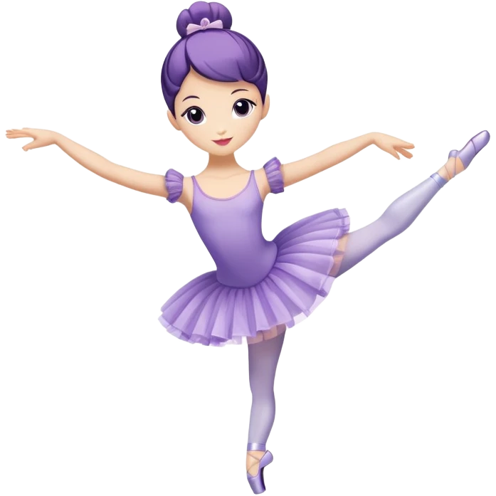 A delicate tea cup with arms and legs performing a ballet pose in a purple tutu emoji