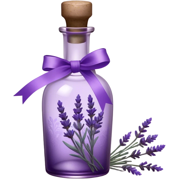 A vintage glass bottle, filled with delicate lavender stems in varying shades of soft lilac and deep aubergine, is adorned with a hand-dyed violet ribbon tied into a gentle bow. The light filters through the dusty glass, casting shadows of lavender sprigs onto the lace-covered surface, as if capturing a fleeting moment of serenity.






 emoji