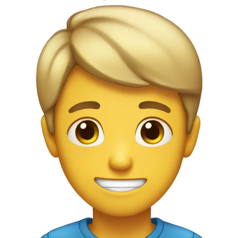 Boy smiling but looking like he was crying all the day emoji