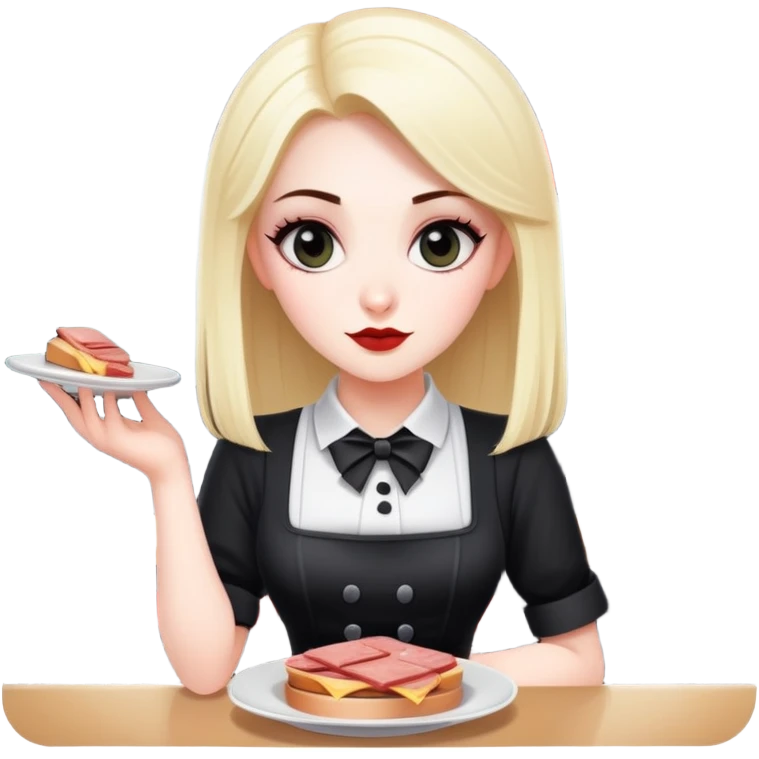 goth waitress at paris serving spam at cafe emoji