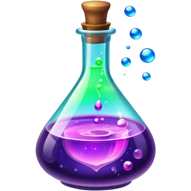Floating potion bottle with glowing liquid emoji