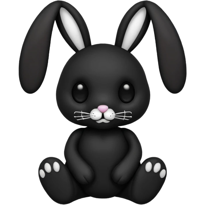 Emoji pour twitch d'une peluche lapin squelette noir qui dit bonjour emoji