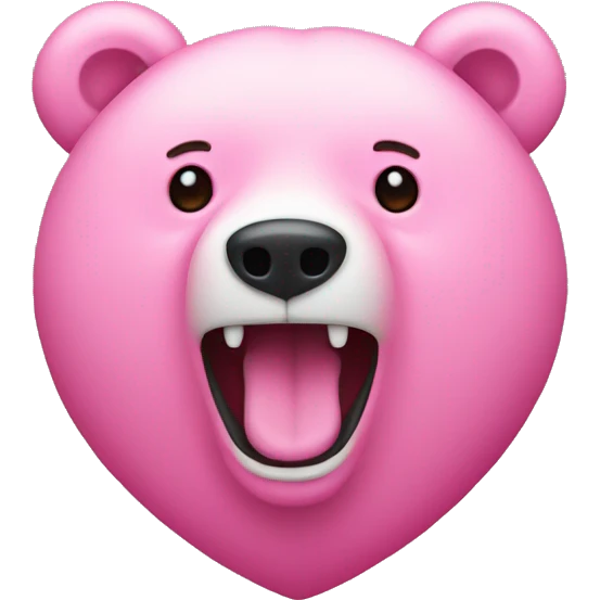 Pink hear with a bear next to it emoji