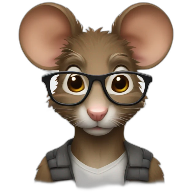 Un rat avec des lunettes et avec des cheveux bruns emoji