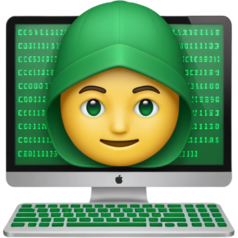 Generate hacker emoji that's looks like coding and use that hackers color theme emoji