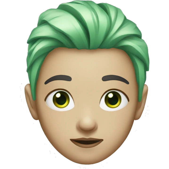 Cyborg with green eyes and green hair emoji