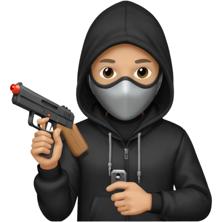 Hoodlum burglar madk and gun with switch and extended clip emoji
