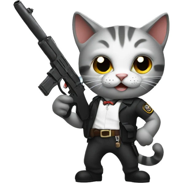 a cat holding a gun emoji