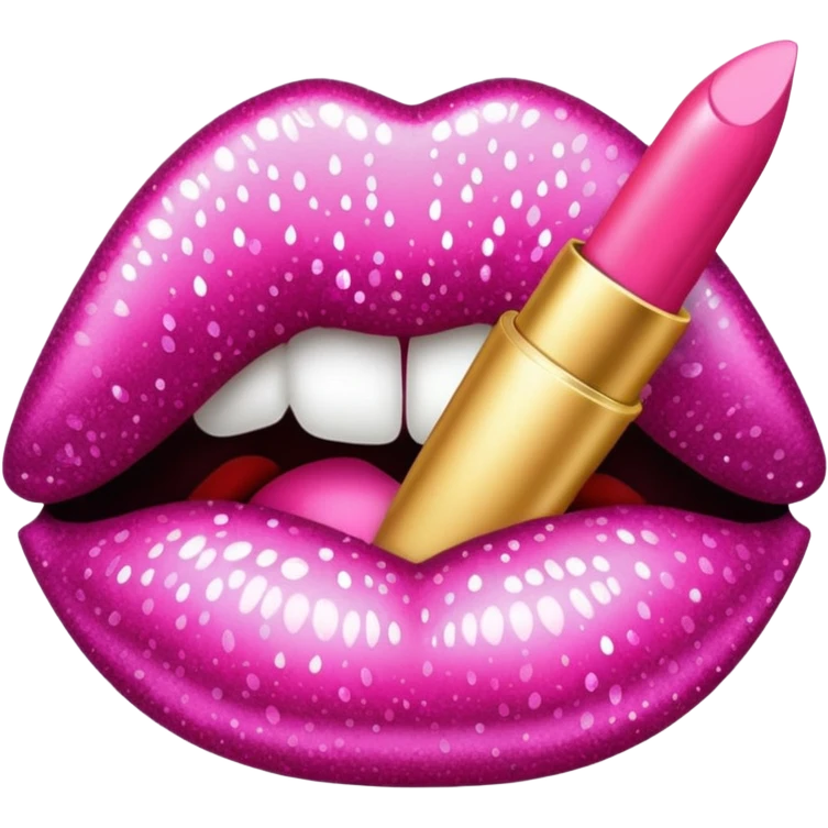 pink sparkly lip kiss print emoji