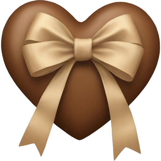 Brown heart with a beige bow emoji