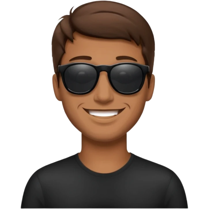 happy man with brown hair and black sunglasses iOS style emoji