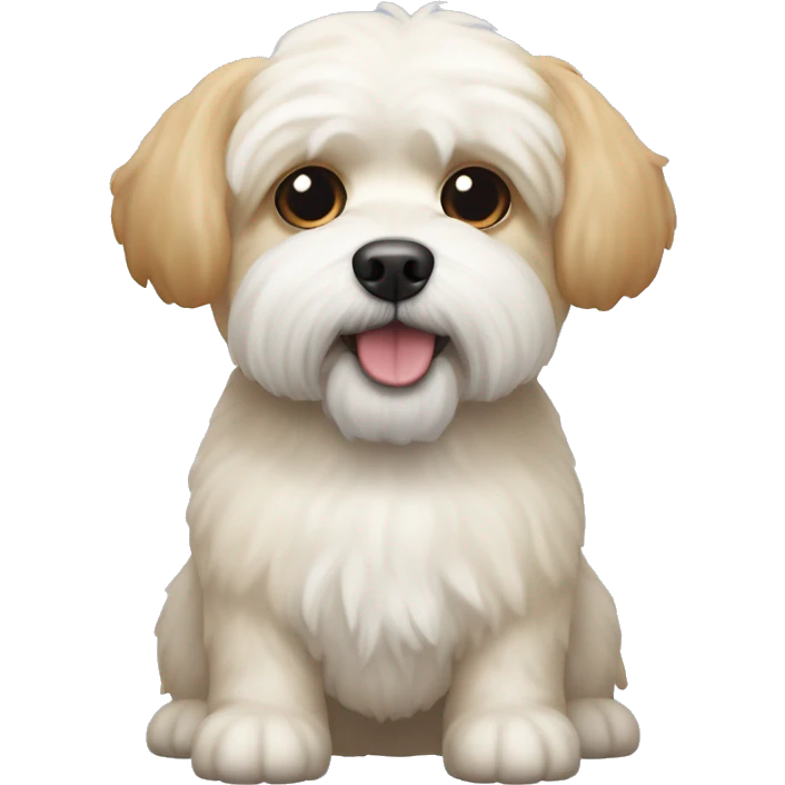 Shitzu Bichon friz dog mix that is cream colored with slightly orange ears.  emoji