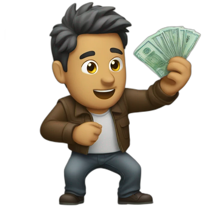 Chico contando billetes emoji
