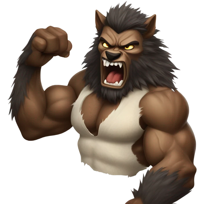 Werewolf man shirt ripping off  emoji