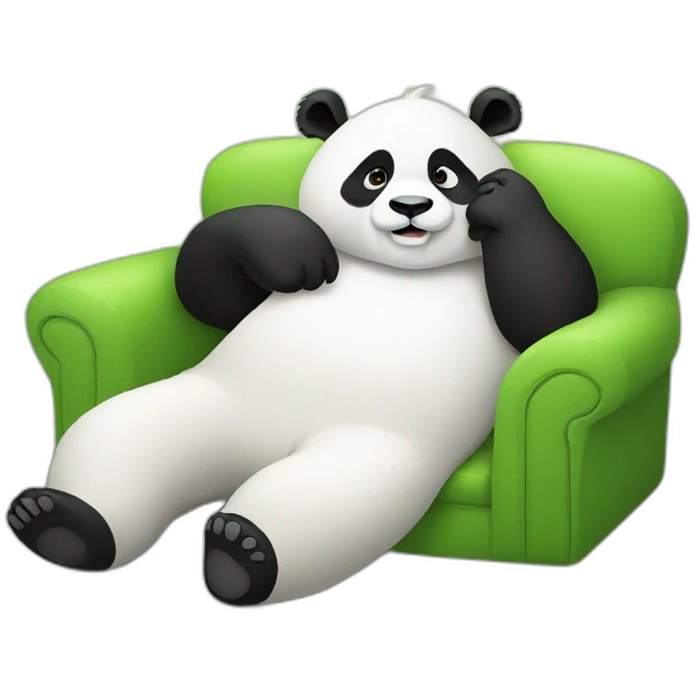 Lazy Panda lying with iphone emoji