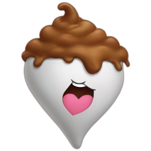 Cartoon poop in shape of heart emoji