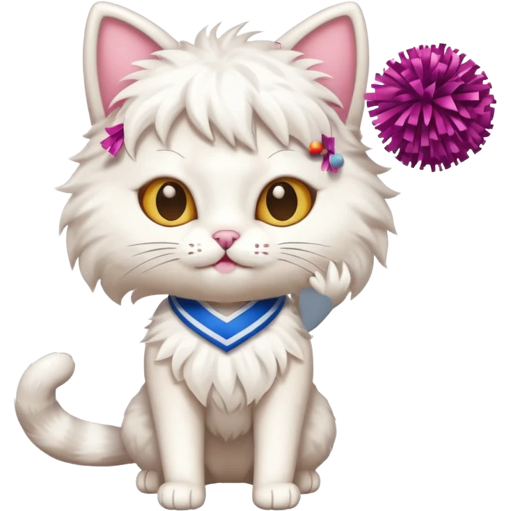 cheerleading cat with pom pom emoji