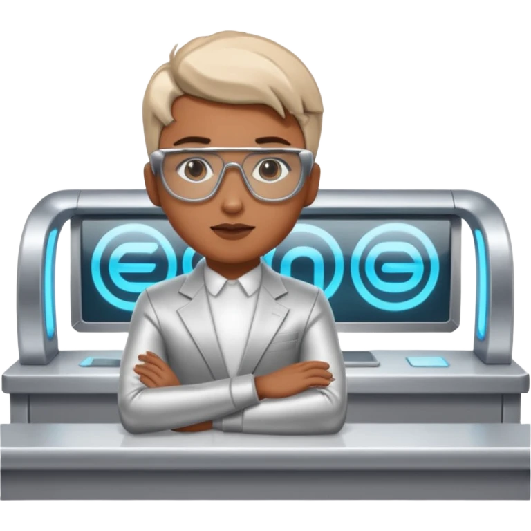 a counter with glasses and futurist, its a person  emoji
