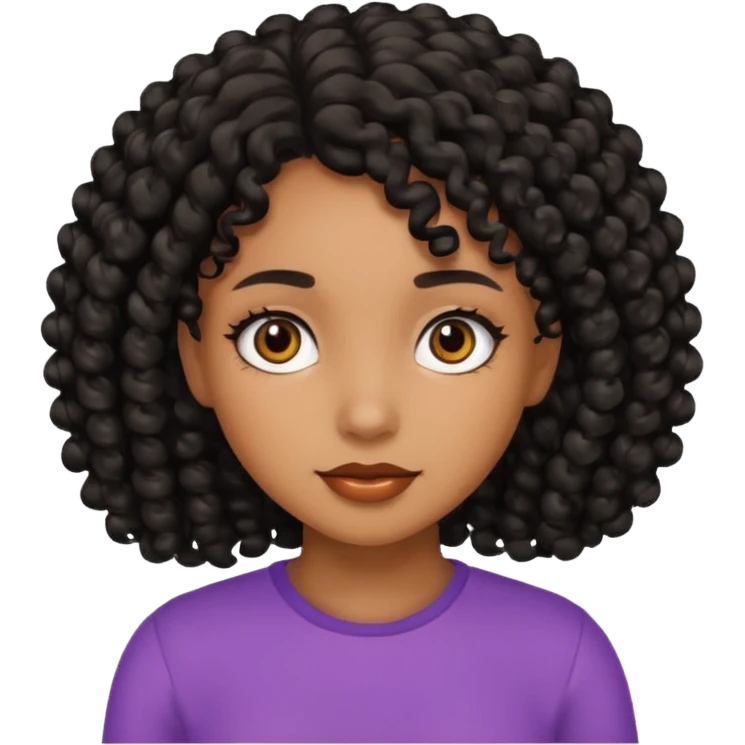 Girl with brown skin black curly hair emoji