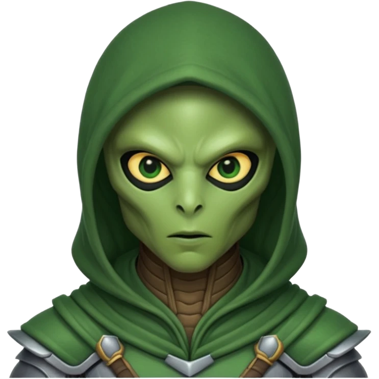 alien warrior with hood emoji