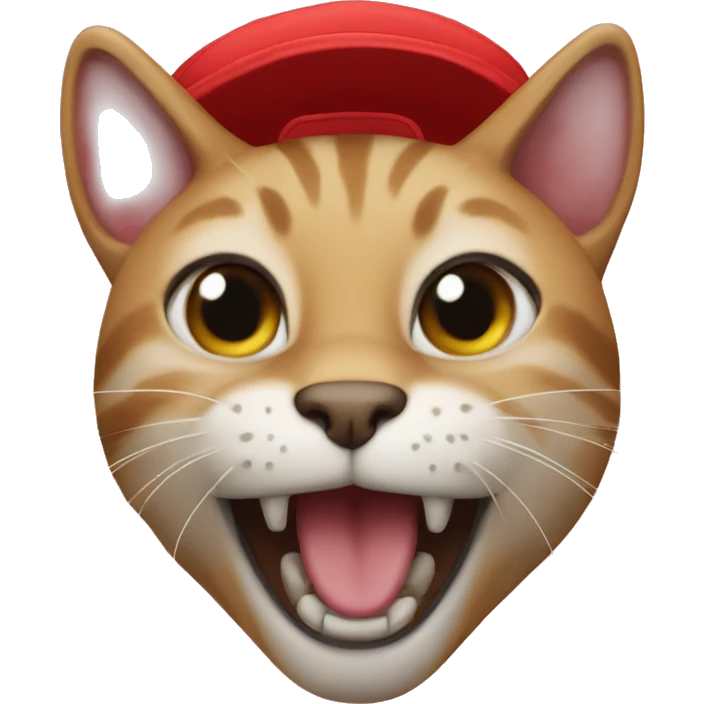 cat with big front teeth and a red sports cap emoji