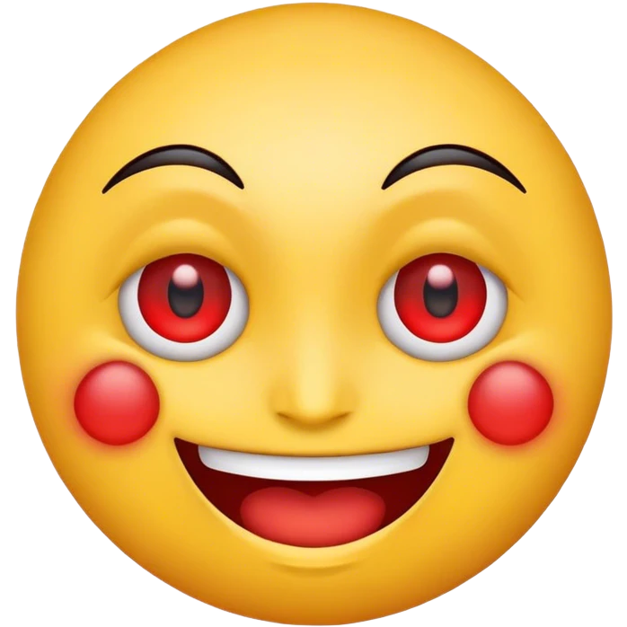 A smiling emoji with red eyes emoji