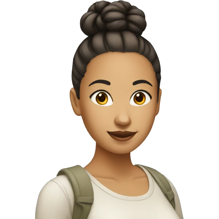 mixed race lady with bun who likes coding emoji