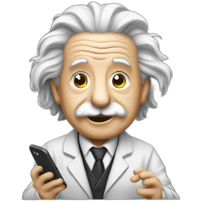 Einstein with smartphone emoji