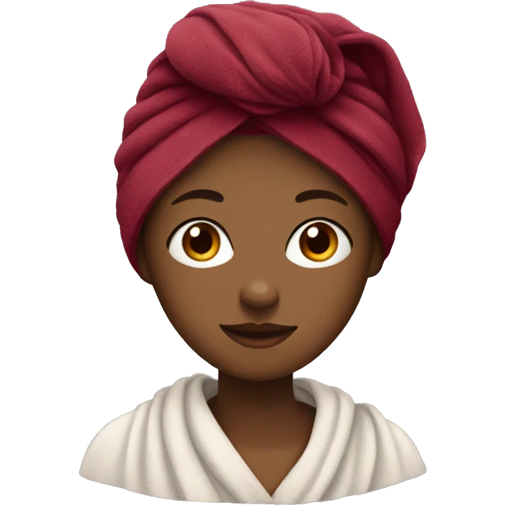 girl with a burgundy towel on her head emoji