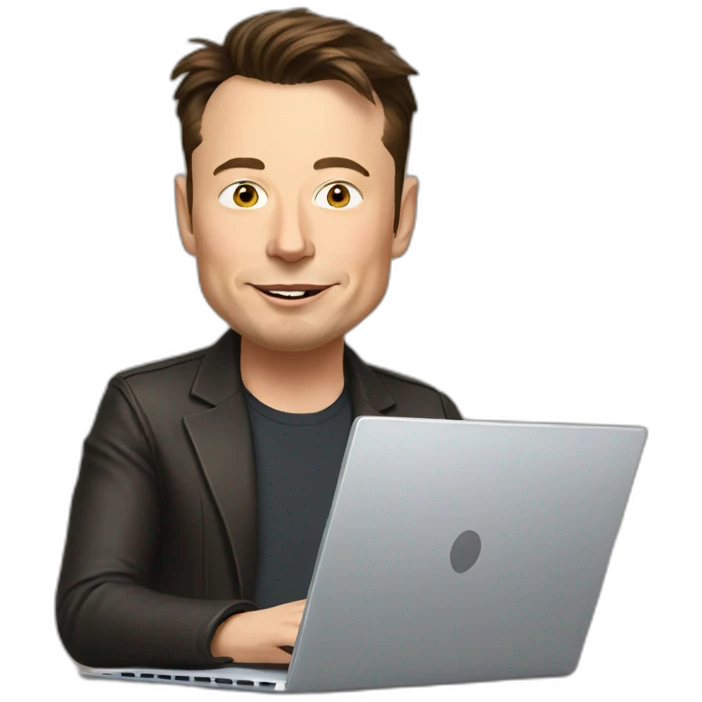 Elon Musk using laptop emoji