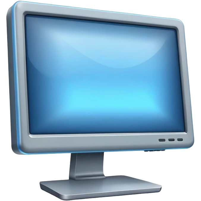 old grey computer monitor with a blue glowy screen, side angle emoji