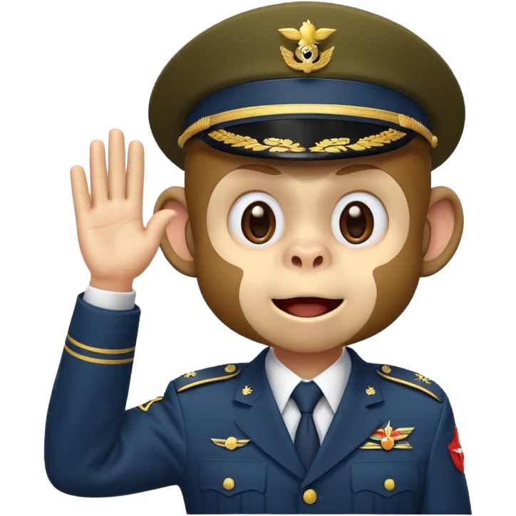 playful monkey face doing a military salute, simple and bold expression, classic emoji style 🫡 emoji