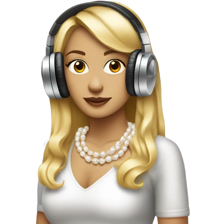 blonde beauty in pearl necklace DJing  emoji