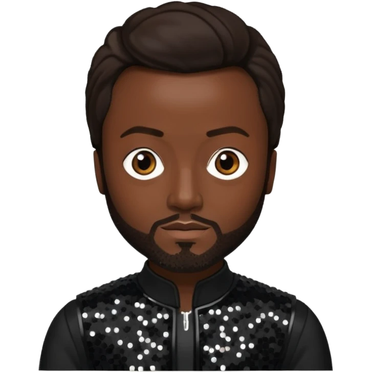 Will.i.am from Black Eyed Peas with dark brown hair, black sequin outfit  emoji