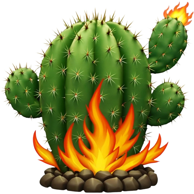 cactus on fire with simple background emoji