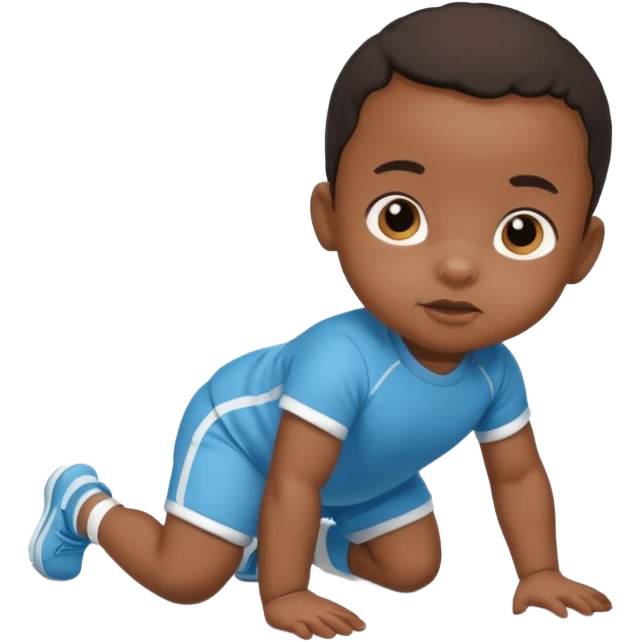 black baby crawling on the floor with baby sport clothes emoji