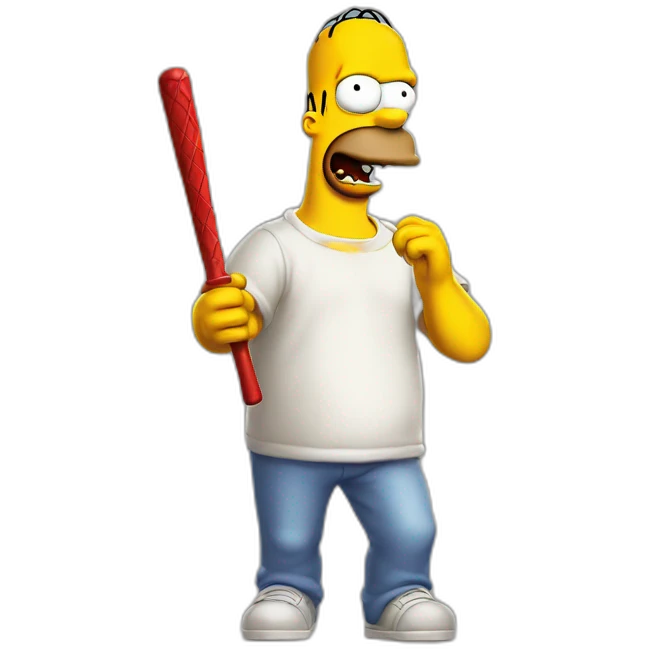 homer simpsons as the devil with a baseball bat in his hand emoji