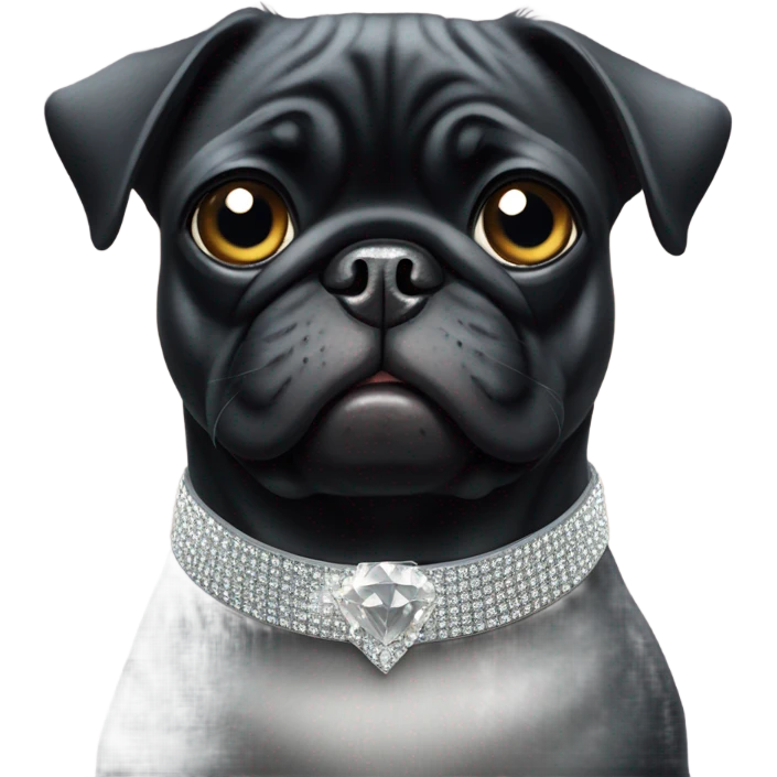 Black pug with Diamante collar emoji