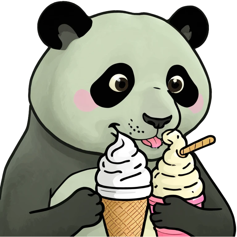 Panda eating ice cream emoji
