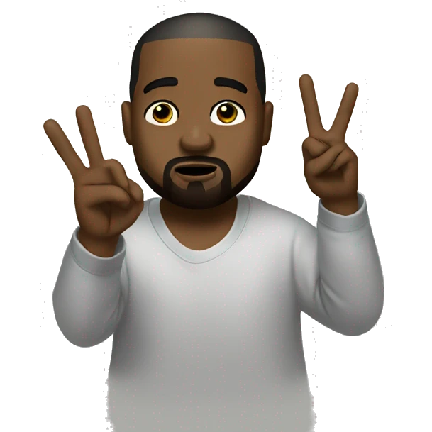 Kanye throwing up a peace sign  emoji