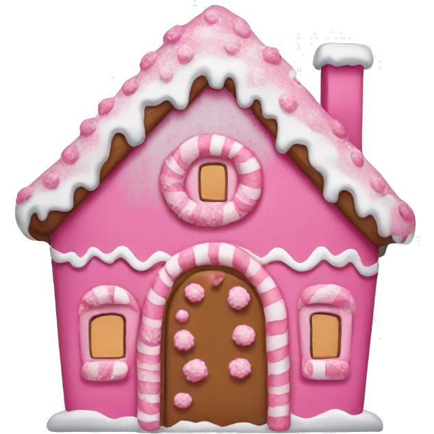A pink gingerbread house emoji