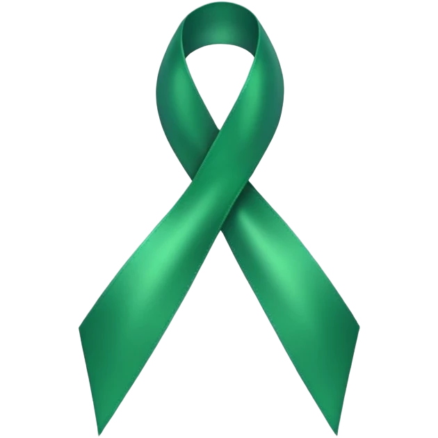shiny green cancer ribbon emoji